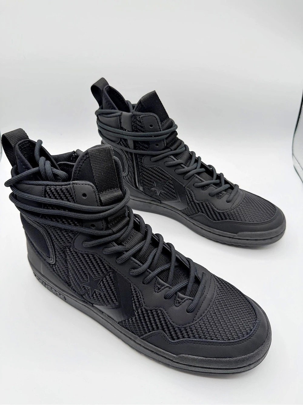 Converse Fastbreak Hi Triple Black Side Zip Sneakers
